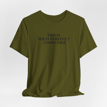 Unisex Jersey Tee, 'This is What Perfect Looks Like' Quote Shirt, Casual Outfit, Gift for Friends, Everyday Wear, Motivational Tee