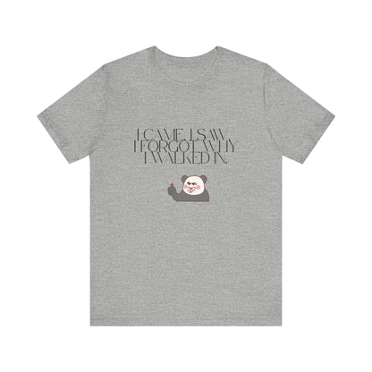 Funny Panda Quote Tee - I Came I Saw I Forgot, Unisex T-Shirt, Gift for Him/Her, Humor Shirt, Cute Animal Tee
